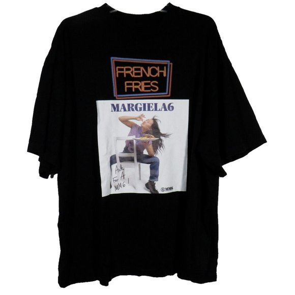 Maison Margiela MM6 French Fries Black Oversized Tee Men's Size Small - Picture 7 of 11